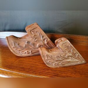 Vintage Antique Hand Carved Decorative Wood Gaucho Stirrups Decor
